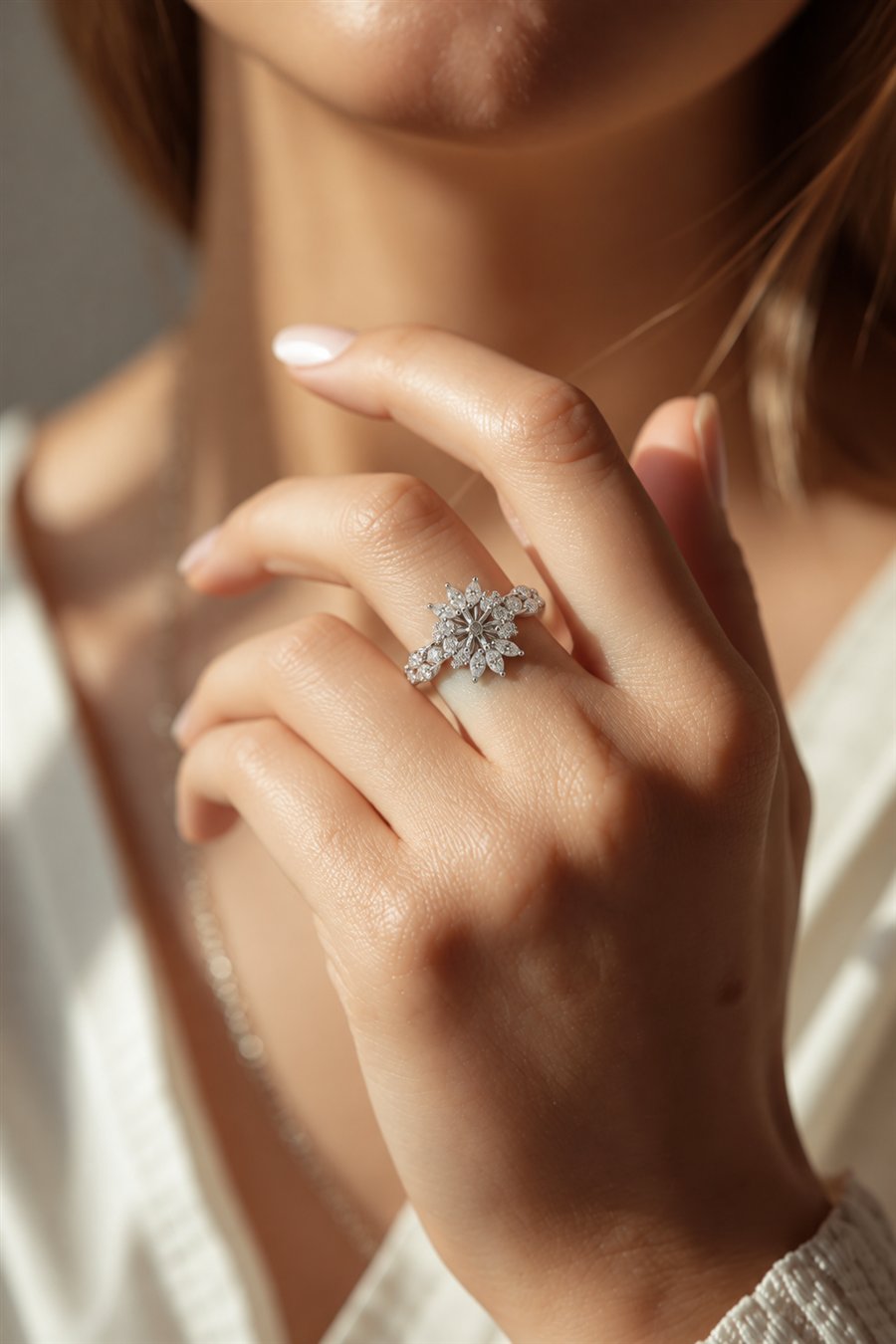 Diamond Engagement Ring ORA-031 worn