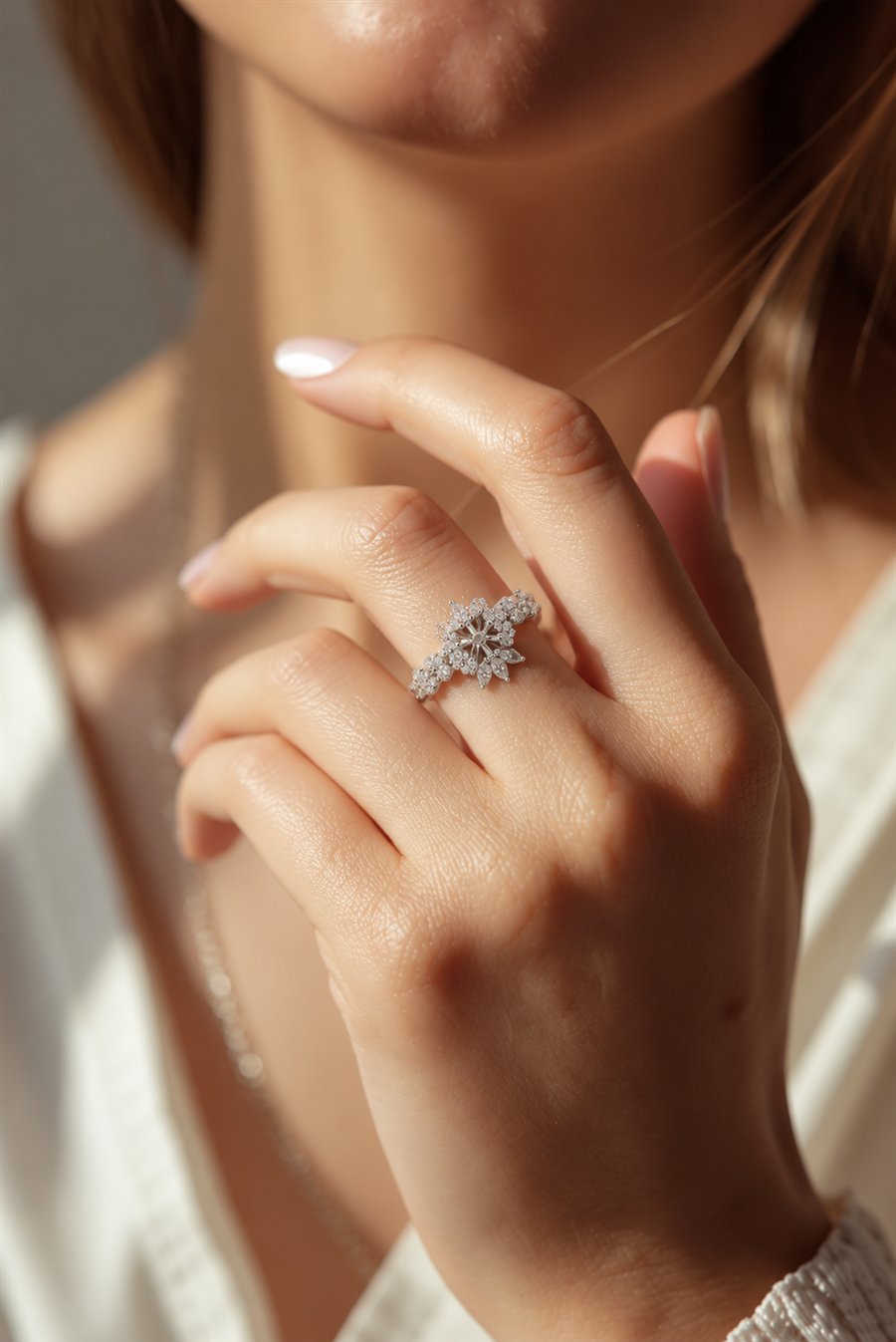 Diamond Engagement Ring ORA-046 worn