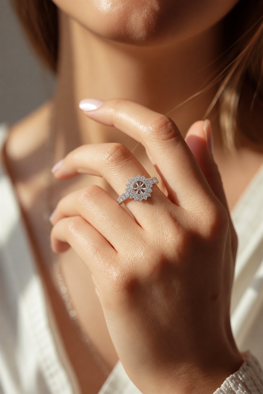 Diamond Engagement Ring ORA-059 worn