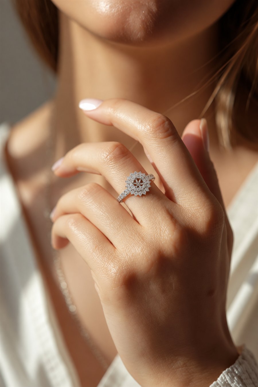 Diamond Engagement Ring ORA-060 worn