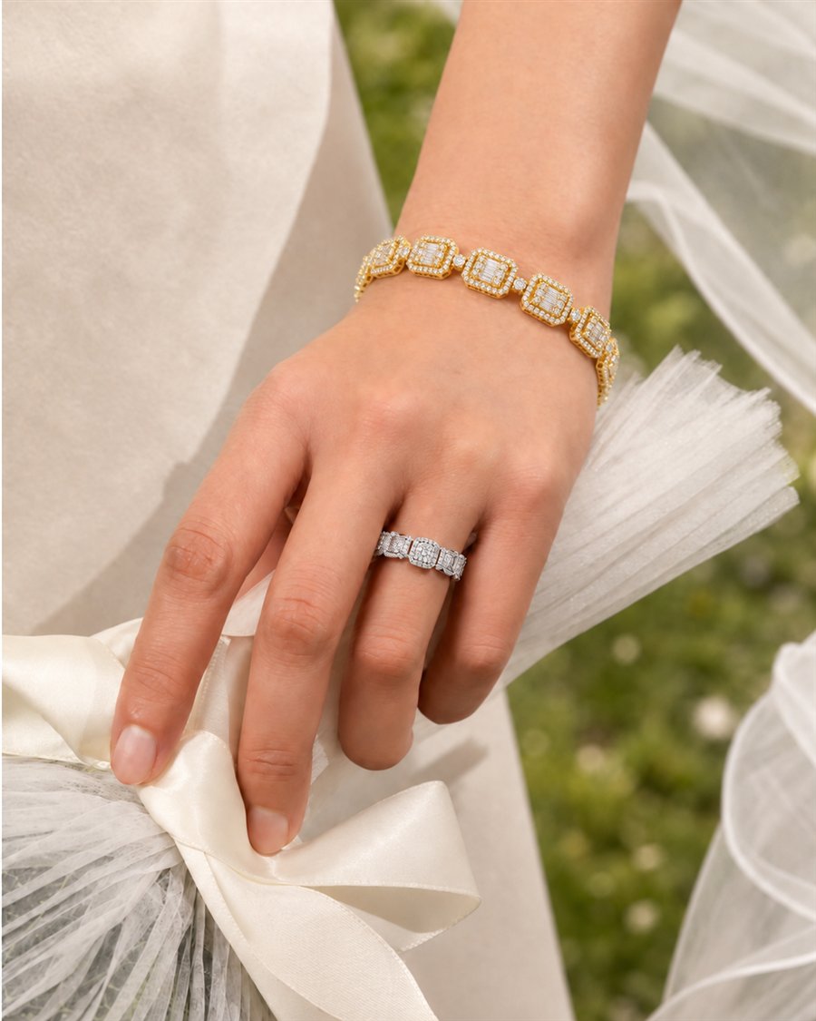 Diamond Wedding Band ORA-092 worn