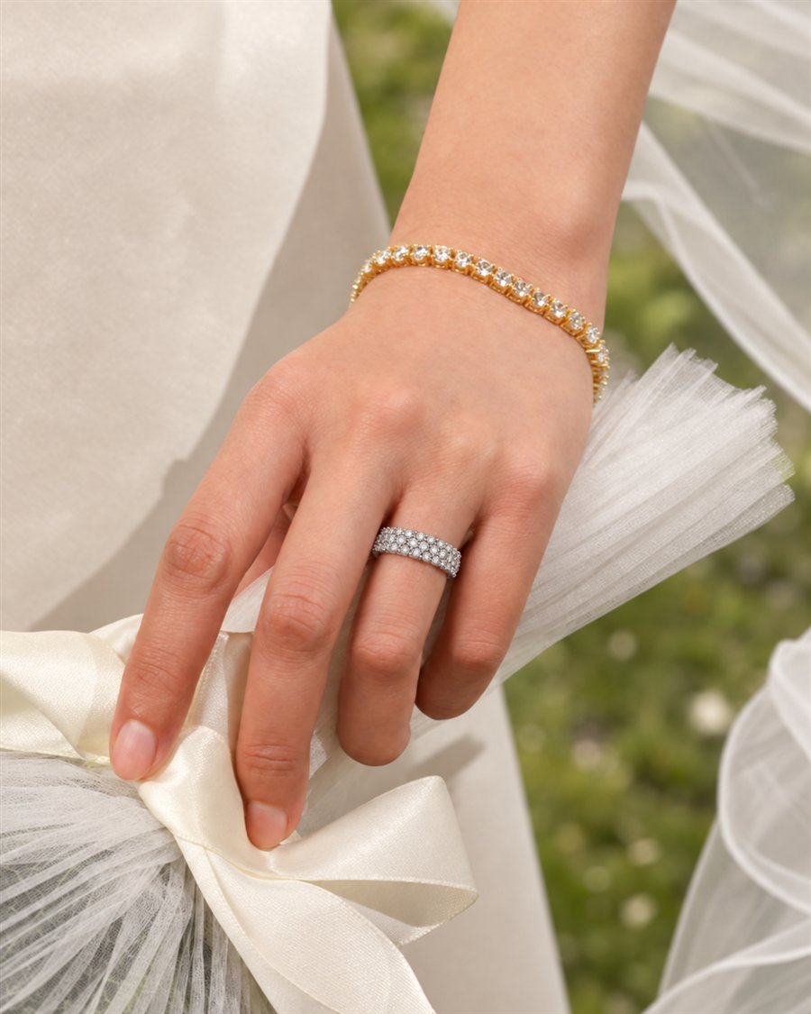 Diamond Wedding Band ORA-150 worn
