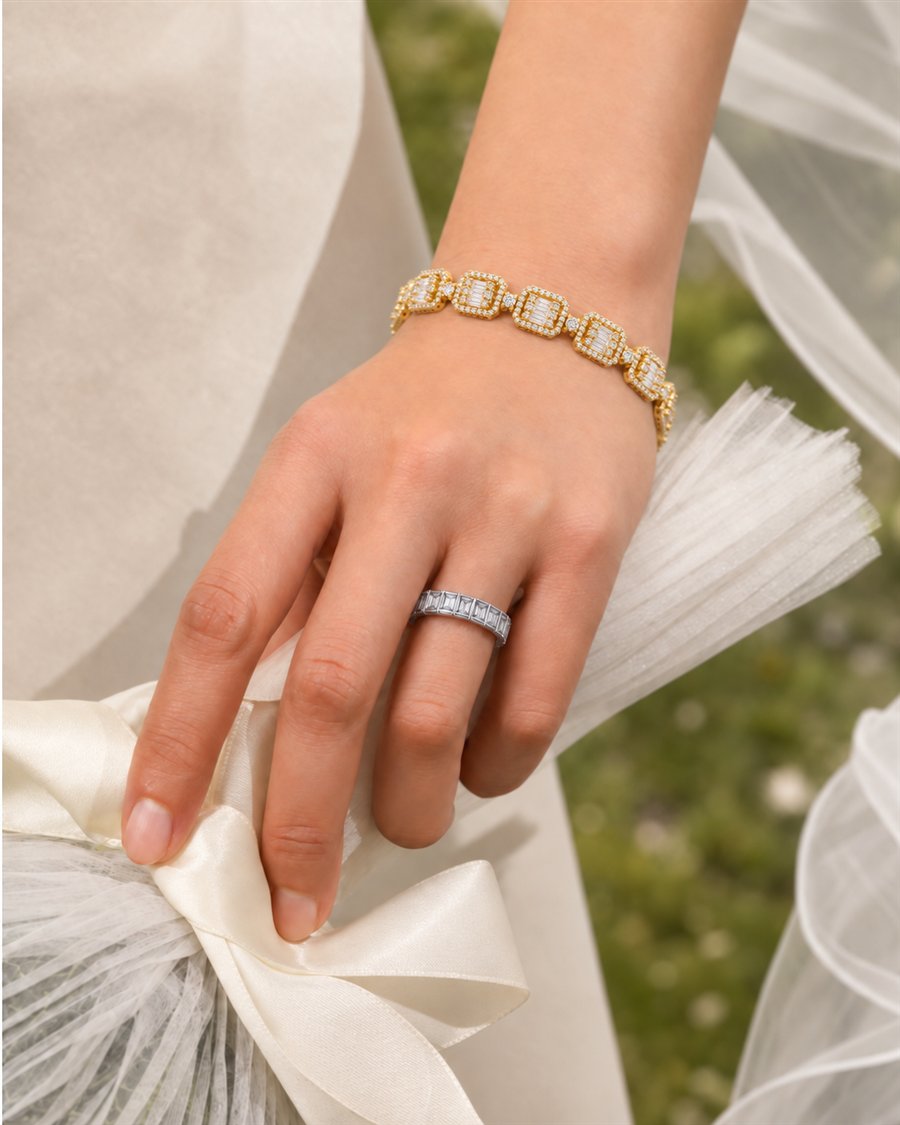 Diamond Wedding Band ORA-152 worn