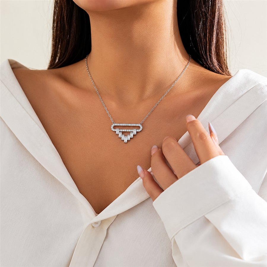 Diamond Pendant Necklace ORA-197 worn