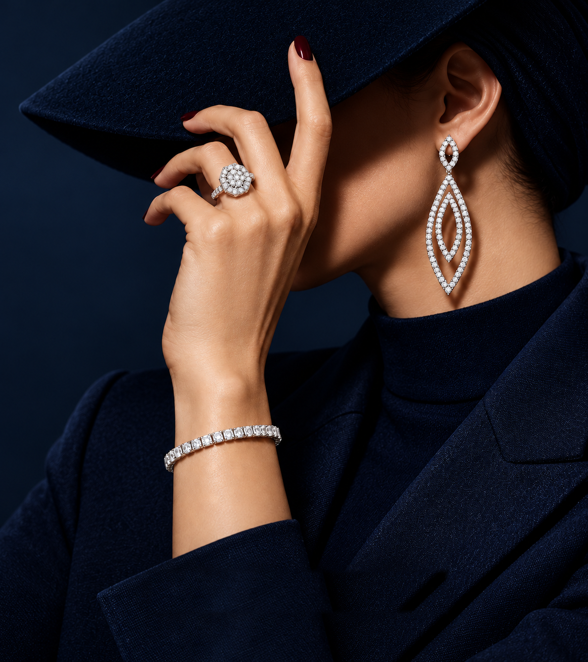 ORO CASA diamond ring, earrings and bracelet