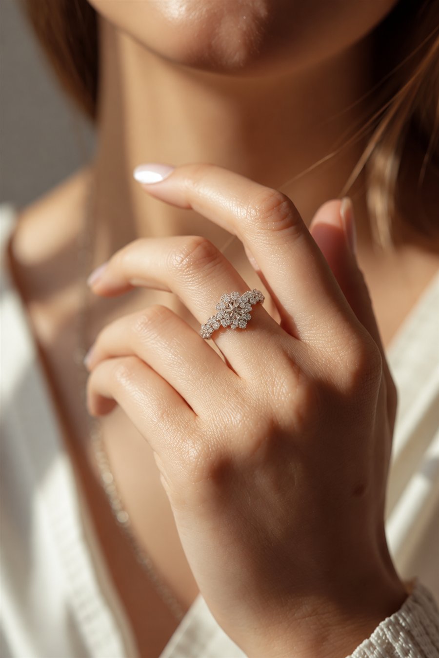 Diamond Engagement Ring ORA-071 worn