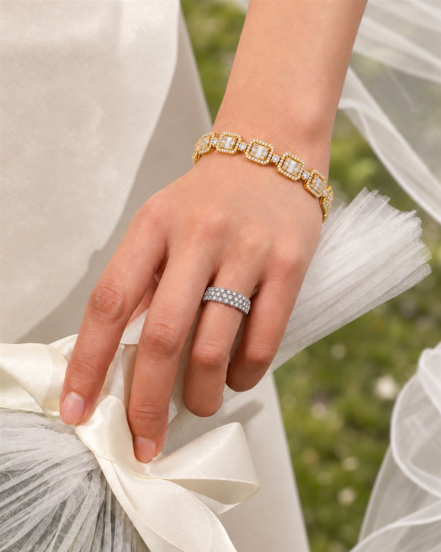 Diamond Wedding Band ORA-118 worn